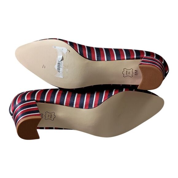 Talbots Kelsey Block Heel Pumps Shoes Textile Striped Women's 6 - Picture 8 of 8
